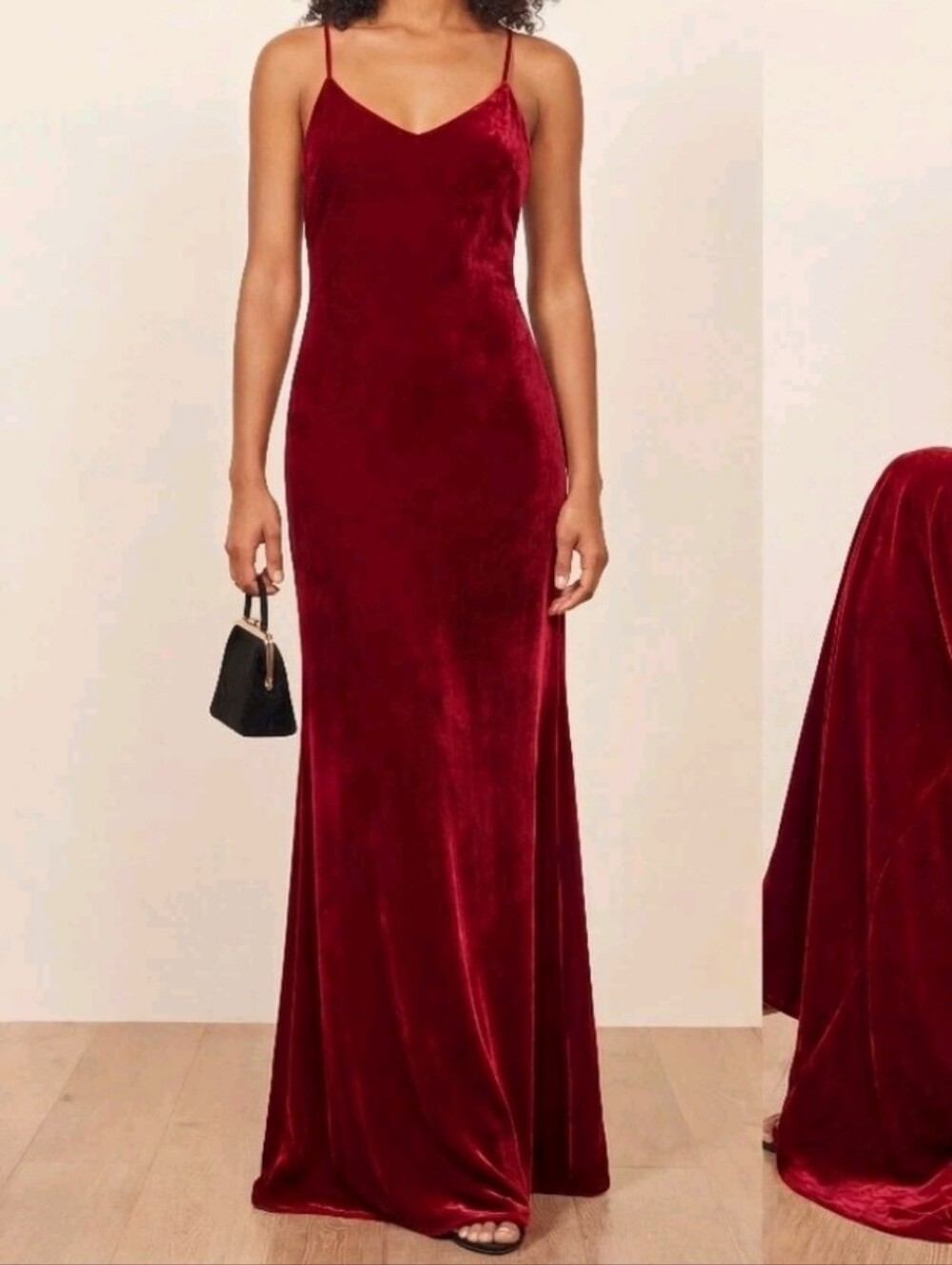 Reformation Rimini Velvet Maxi Slip Dress  M Crimson Red
